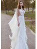 Ivory Lace Pleated Chiffon Sexy Wedding Dress